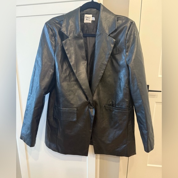 Princess Polly Faux Leather Black Jacket - Picture 1 of 6